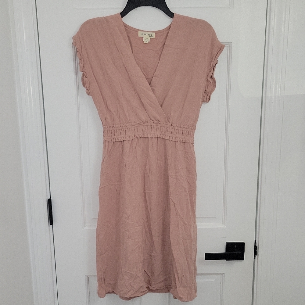 Monteau Pink Ruched Wrap Sundress
